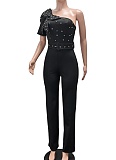 Black Stylish Temperament Short-Sleeved Slim Jumpsuit