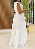 New Linen Women'S Fashion Temperament Solid Color Oblique Shoulder Dress