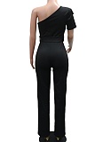 Black Stylish Temperament Short-Sleeved Slim Jumpsuit