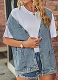 Summer Loose Large Pocket Sleeveless Denim Vest