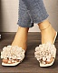 Flower Flat Bottom Square Toe Slippers For Women New Style Outdoor Casual Light Beach Sandals