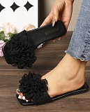 Flower Flat Bottom Square Toe Slippers For Women New Style Outdoor Casual Light Beach Sandals