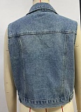 Fashionable And Casual Loose-Fitting Nail-Studded Cardigan Denim Vest