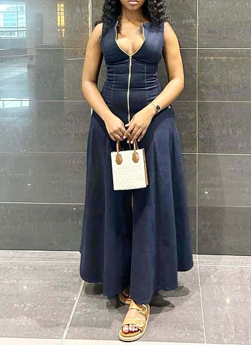 Sleeveless Casual Temperament Zipper Women's Dress