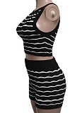 Fashionable Casual Color-Blocked Knitted Sleeveless Vest Shorts Two-Piece Set