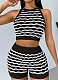 Fashionable Casual Color-Blocked Knitted Sleeveless Vest Shorts Two-Piece Set