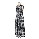 Navy Button Down Shirt Maxi Dress ZS-0745