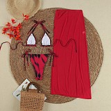 Fashionable Gradient Print Bikini Three-piece Set