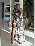 Navy Button Down Shirt Maxi Dress ZS-0745