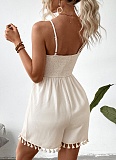 2025 New Summer Waffle Tassel Knotted Suspender Jumpsuit