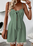 2025 New Summer Waffle Tassel Knotted Suspender Jumpsuit