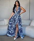 Navy Button Down Shirt Maxi Dress ZS-0745