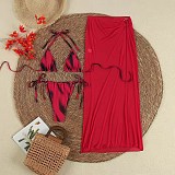 Fashionable Gradient Print Bikini Three-piece Set