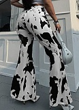 Fashion Printed High Waist Casual Flared Cow Pants