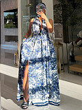 Navy Button Down Shirt Maxi Dress ZS-0745