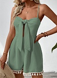 2025 New Summer Waffle Tassel Knotted Suspender Jumpsuit