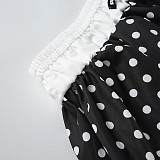 Fashionable Polka Dot Print High Waist A-Line Floral Skirt