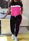 Fashionable Contrast Color Stitching Short-sleeved T-shirt and Trousers Suit