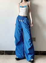 Fashion High Waist Letter Print Loose Casual Woven Trousers