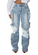 Women's Cargo Pants High Waist Baggy Jeans Flap Pocket Loose Denim