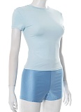 Summer Women'S Sexy Solid Color Round Neck Short Sleeve T-Shirt Tight Shorts Two-Piece Set