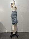 Casual Solid Color Pocket Mid Waist Straight Denim Shorts OD-8740