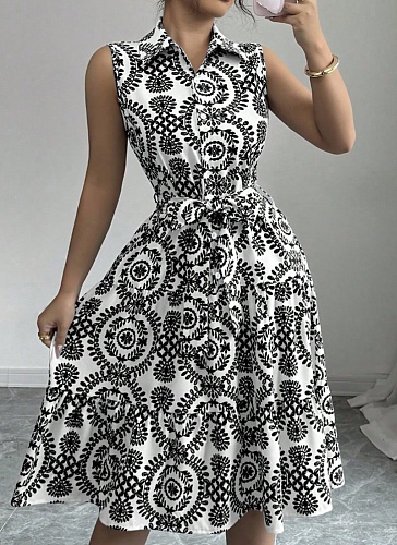 Summer Fashion Printed Sleeveless Dress For Women