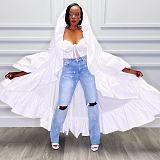 Shawl Ruffle Long Cardigan Fall Long Sleeve Open Front Outerwear