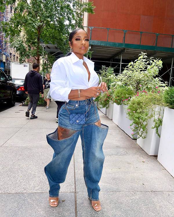 High Waisted Cutout Straight Leg Stretchy Denim Pants Streetwear