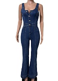 Fashion Casual Sexy Suspender Denim Flared Jumpsuit