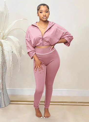 Comfortable Sports Long-Sleeved Top And Long Pants Fashionable Two-Piece Suit For Women