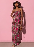 Sexy Tube Top Fashion Print Loose Jumpsuit For Women