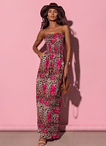 Sexy Tube Top Fashion Print Loose Jumpsuit For Women