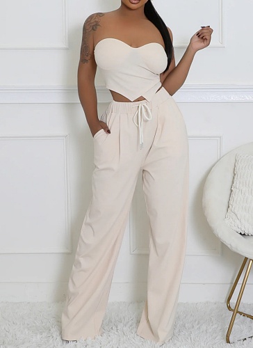 Heart-Shaped Tube Top Loose Fashion Trousers Two-Piece Set Women'S Clothing