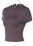 Summer New Fashion All-Match Solid Color Round Neck Slim Short Sleeve T-Shirt