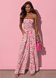 Sexy Tube Top Fashion Print Loose Jumpsuit For Women