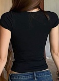 Summer New Fashion All-Match Solid Color Round Neck Slim Short Sleeve T-Shirt