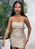 Fashion Women'S Sexy Tube Top Sequin Tight Hip Dress