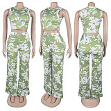 Casual Fashion Animal Print Sleeveless Top Wide Leg Pants Set