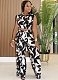 New Fashion Sexy Printed Lapel Top Wide Leg Pants Two-Piece Set