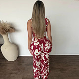 Casual Fashion Animal Print Sleeveless Top Wide Leg Pants Set