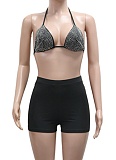 New Style Perm Diamond Underwear Tight Boxer Briefs Irregular Mesh Skirt Three-Piece Set