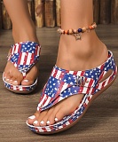 Large Size Wedge Heel Slippers For Women 2025 Summer New Style Flag Flip Flops