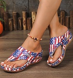 Large Size Wedge Heel Slippers For Women 2025 Summer New Style Flag Flip Flops