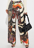 New Summer Floral Leopard Print Loose Straight Trousers