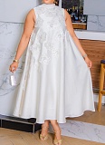 Fashion Round Neck Sleeveless Loose Sequined Dress For Women