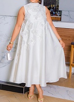 Fashion Round Neck Sleeveless Loose Sequined Dress For Women
