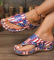 Large Size Wedge Heel Slippers For Women 2025 Summer New Style Flag Flip Flops