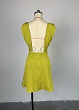 Summer New Temperament V-Neck High Waist Fake Pocket A-Line Suspender Dress For Women