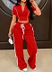 Fashion Casual Zipper Short-Sleeved Top Loose Trousers Two-Piece Set